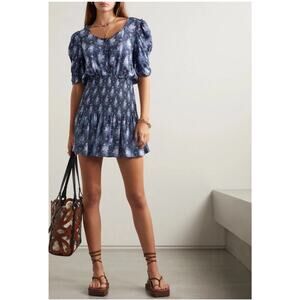 LoveShackFancy Womens Mini Dress Cottage Bows Floral Smocked Waist Coquette M